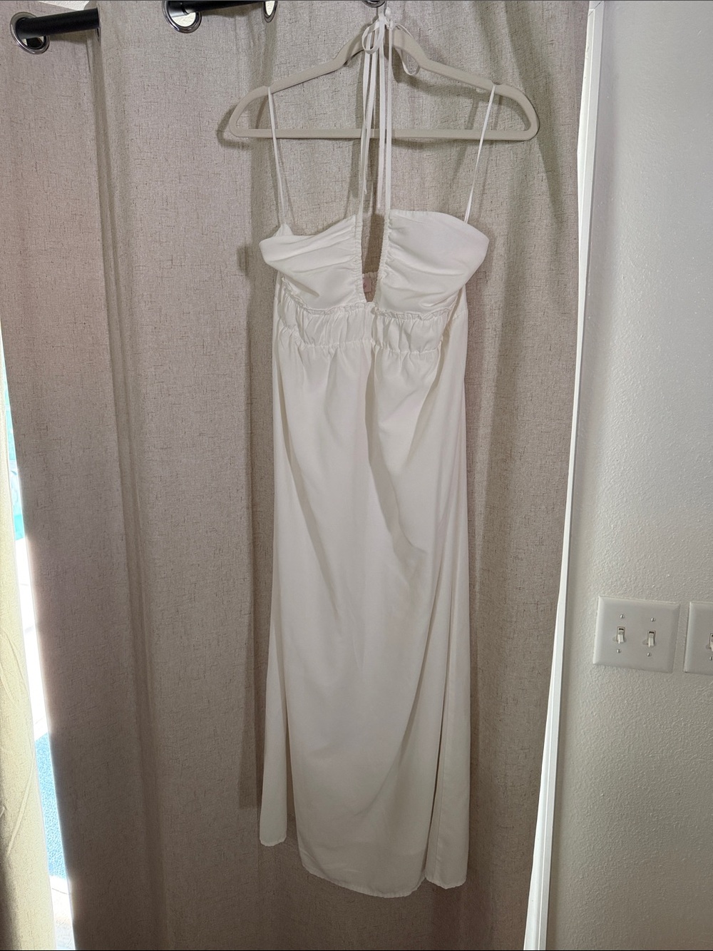 Pink lily white halter Midi Dress fully lined